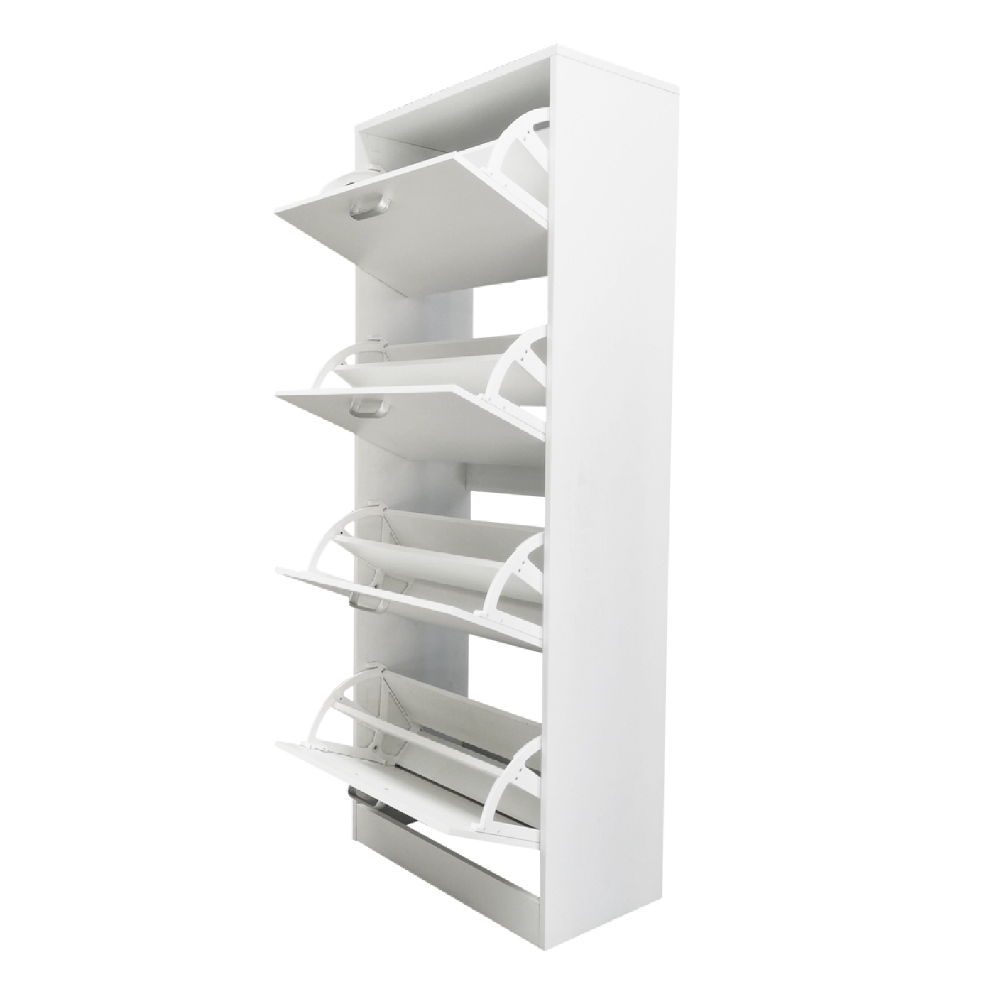 Schoenenkast - schoenenrek - 4 vakken met klepdeuren - wit - Meubel-Plein Schoenenkast - schoenenrek - 4 vakken met klepdeuren - wit - Meubel-Plein