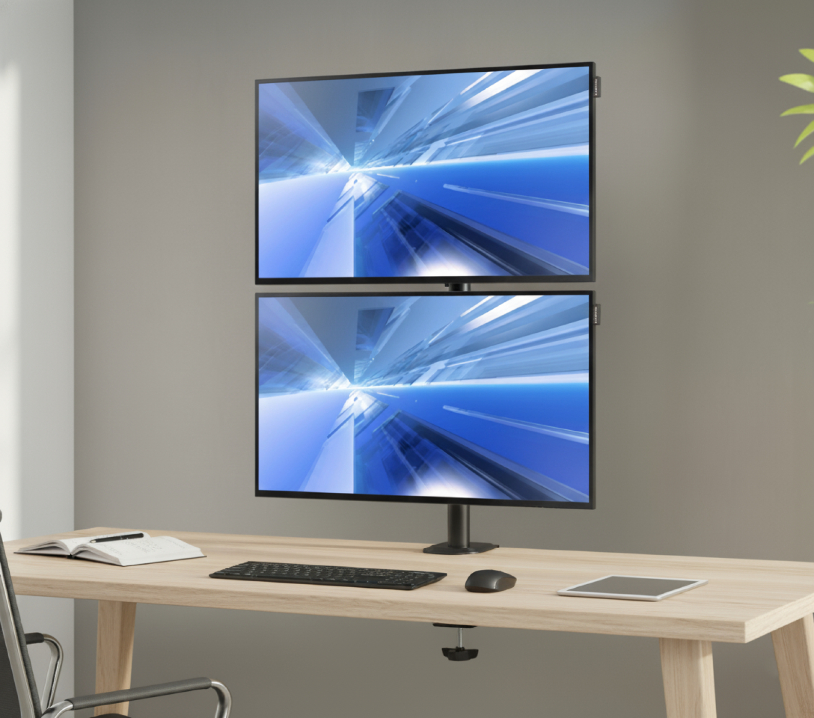 VDD - Monitor arm - Monitor beugel - Monitor beugel 2 schermen - Verticaal - alternatieve afbeelding