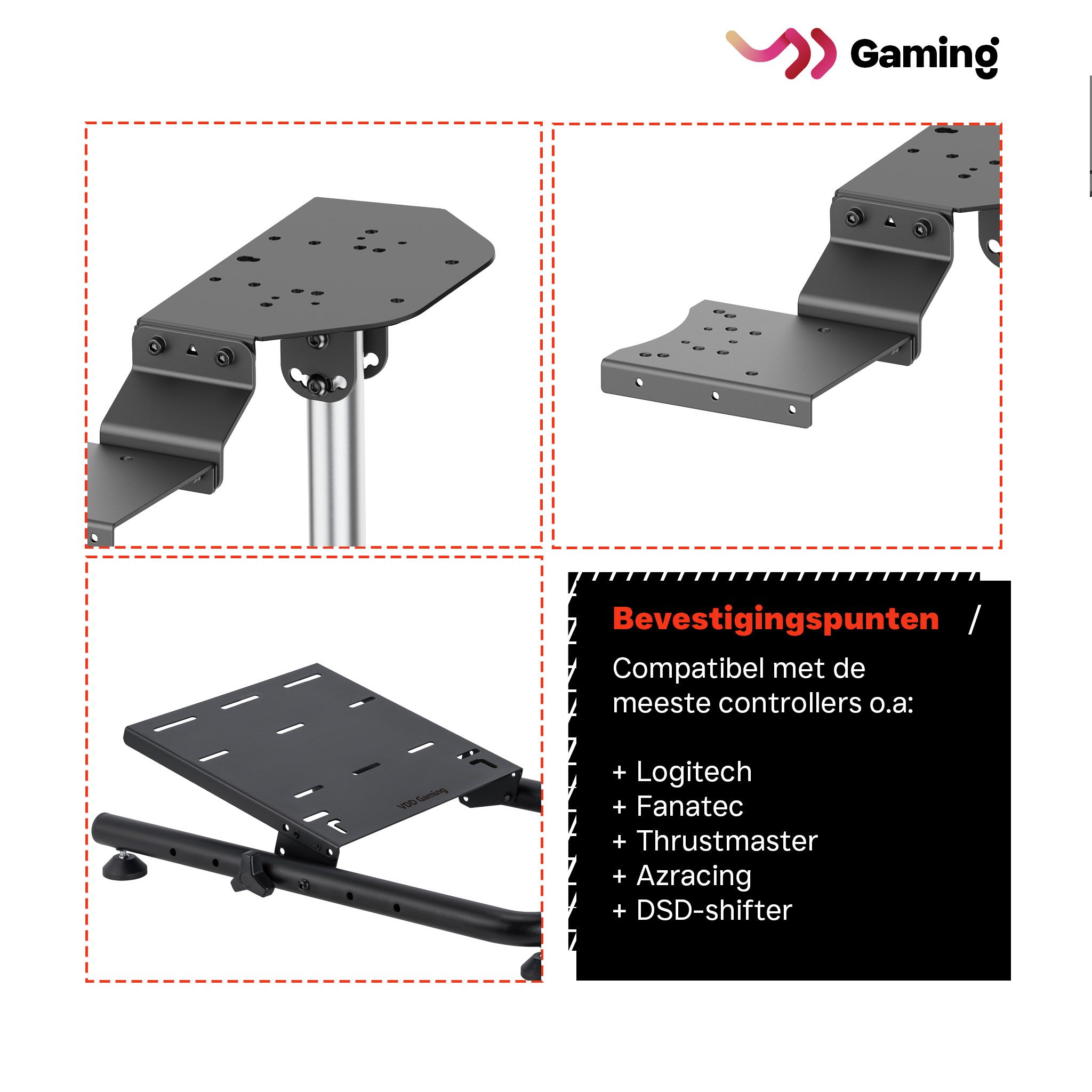 VDD Zwarte Wheel Stand met Versnellingspookhouder - Inklapbaar VDD Zwarte Wheel Stand met Versnellingspookhouder - Inklapbaar