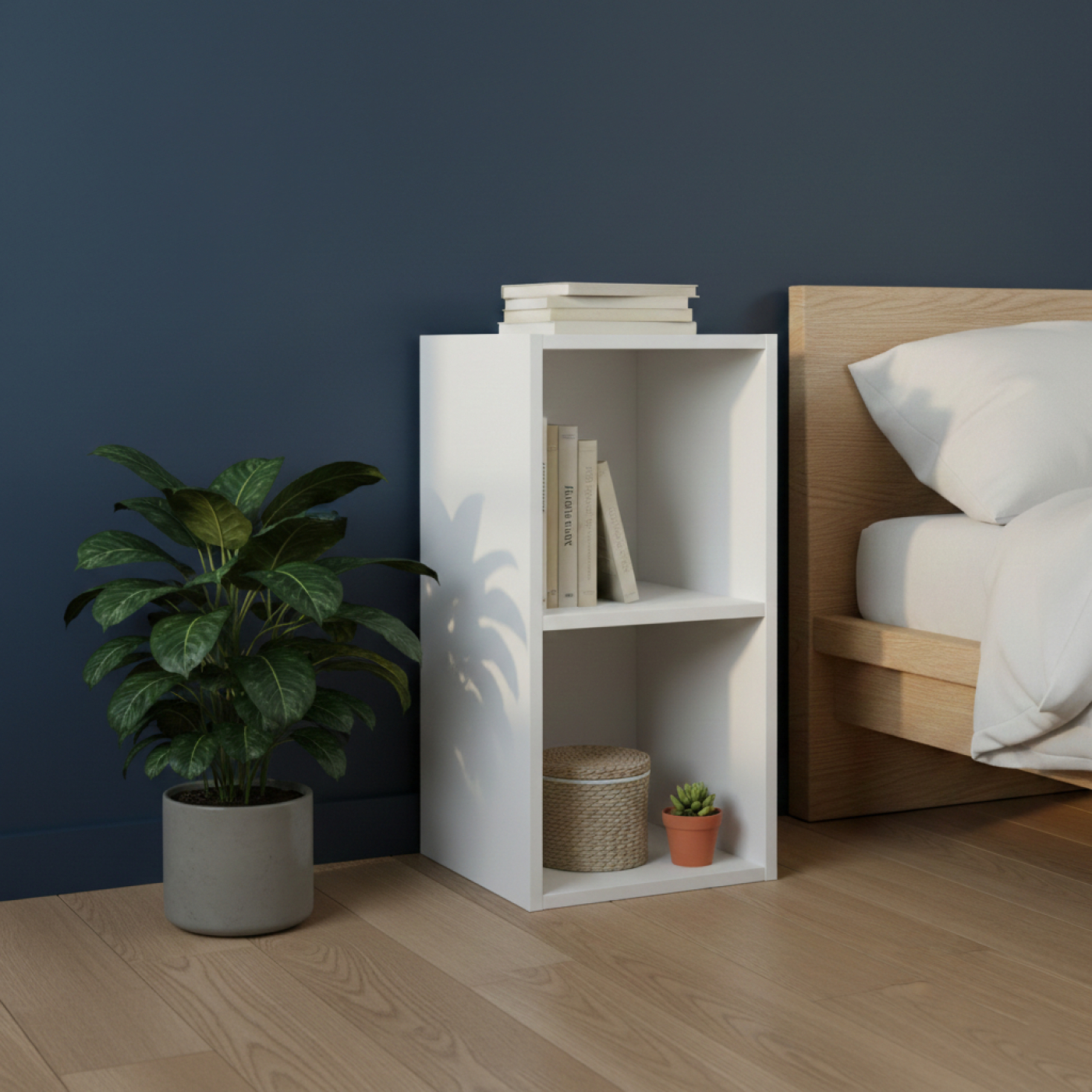 VDD – Vakkenkast – Wandkast – Vakkenkast Wit – Vakken Kast – Wandkastje – Wandkasten – Wandkasten Woonkamer – 2 Vakken - Wit - alternatieve afbeelding