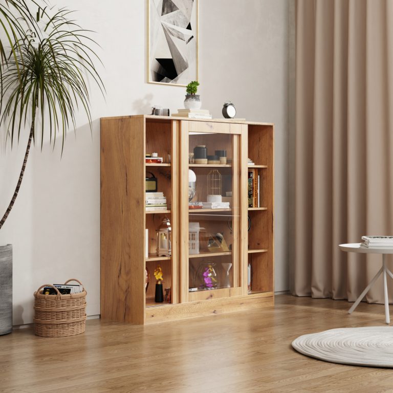 VDD Vitrinekast - Glazen Schuifdeuren - 120 x 120 x 37 cm - Hout - alternatieve afbeelding
