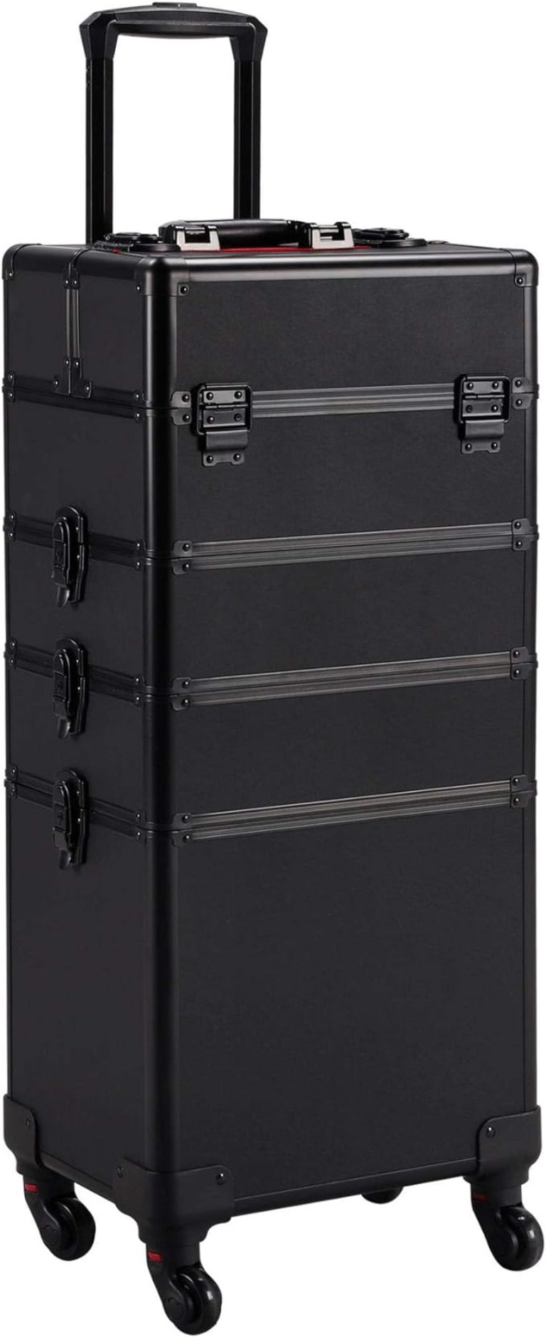 VDD - Visagie koffer - Make up koffer - Make up trolley - Kappers koffer - Beautycase - Cosmetica koffer - Makeup koffer - Beautycase Met Wielen - Zwart - 35 x 25 x 76 cm