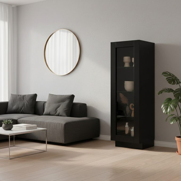 VDD Vitrinekast - Met Glazen Deur - 120,5 x 37 x 39,5 cm - Zwart - alternatieve afbeelding