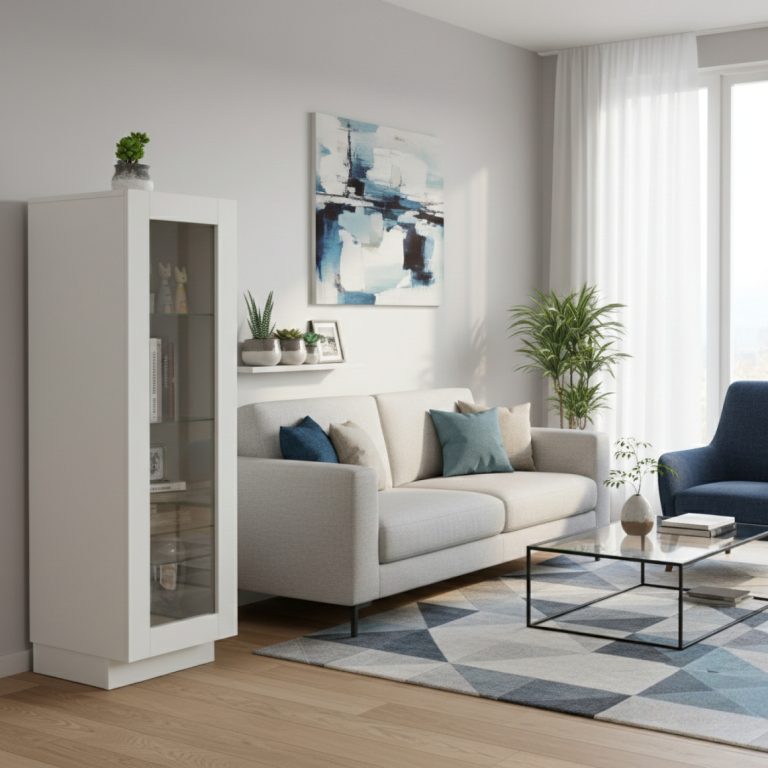 VDD Vitrinekast - Met Glazen Deur - 120,5 x 37 x 39,5 cm - Wit - alternatieve afbeelding