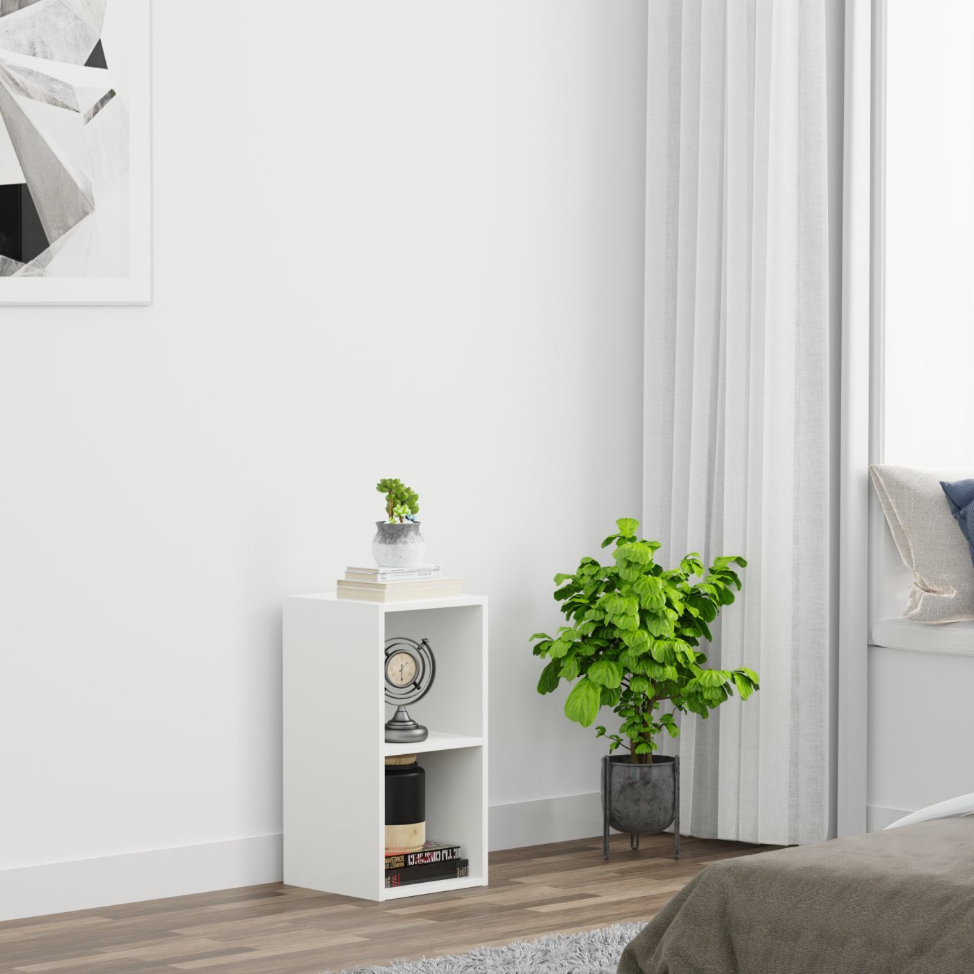 VDD – Vakkenkast – Wandkast – Vakkenkast Wit – Vakken Kast – Wandkastje – Wandkasten – Wandkasten Woonkamer – 2 Vakken - Wit - alternatieve afbeelding