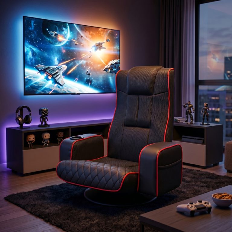 VDD Gaming Gamestoel - Verstelbare Vloerstoel - Draaivoet - Zwart/Rood - alternatieve afbeelding