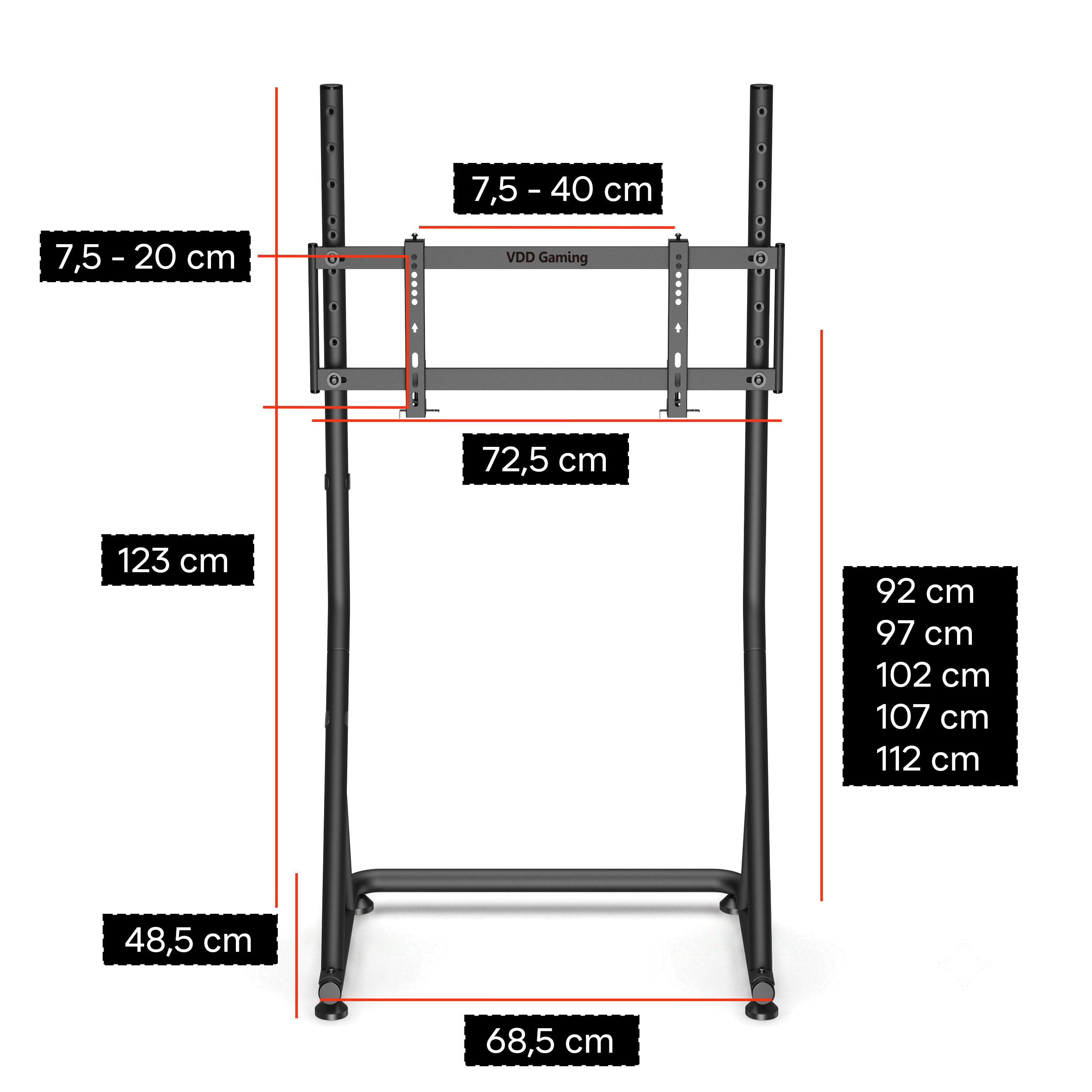 VDD Gaming Single Monitor Standaard voor Racing Simulator - Zwart - Meubel-Plein VDD Gaming Single Monitor Standaard voor Racing Simulator - Zwart - Meubel-Plein