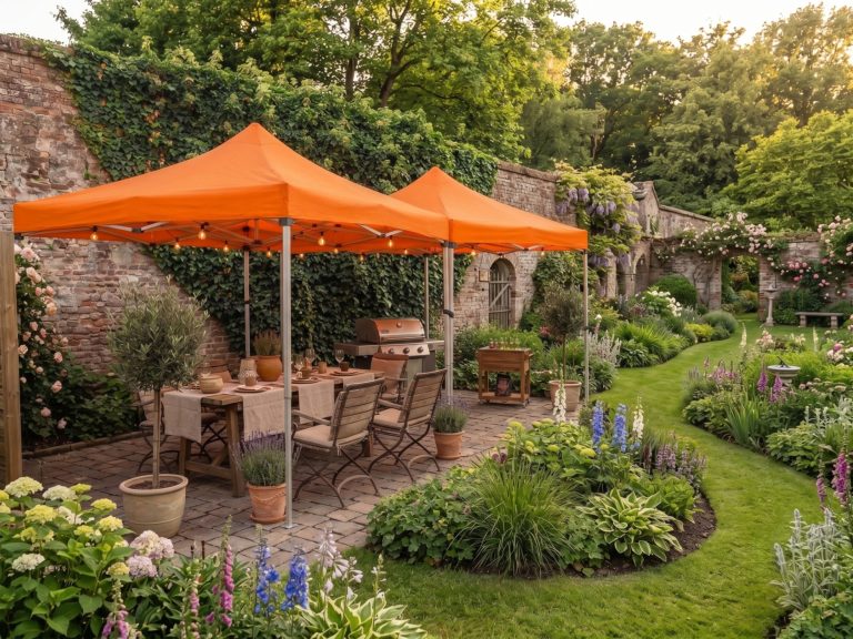 VDD Partytent Easy Up - Set van 2 (3x6 meter) - Met Regengoot - Oranje - alternatieve afbeelding