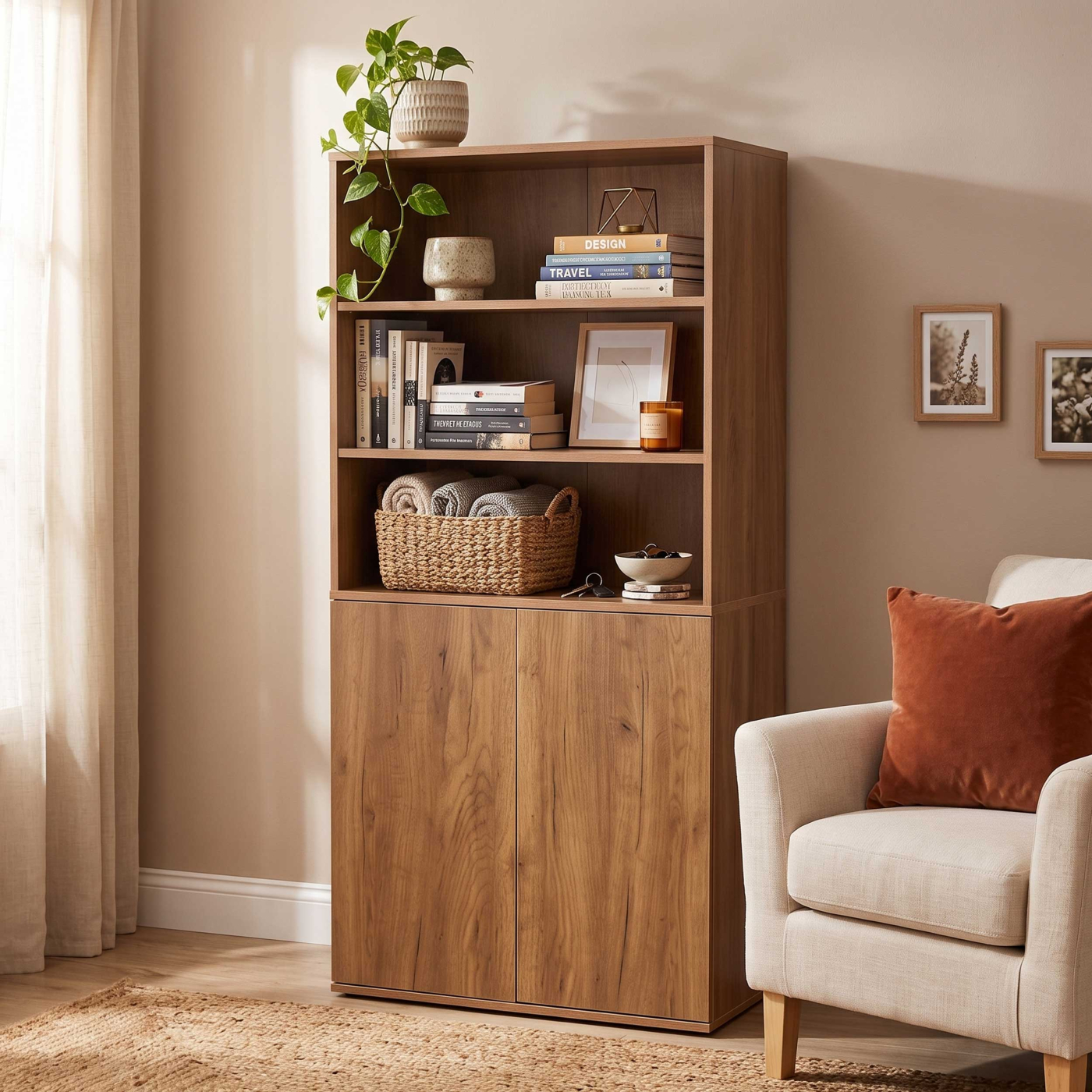 VDD – Kast – Boekenkast – Opbergkast – Push-to-close deurtjes – 70x40x146cm - alternatieve afbeelding