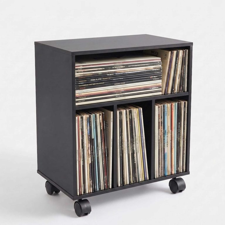 VDD Vinyl Opbergkast - 4 Vakken - Verrijdbaar - 70 x 60 x 40 cm - Zwart