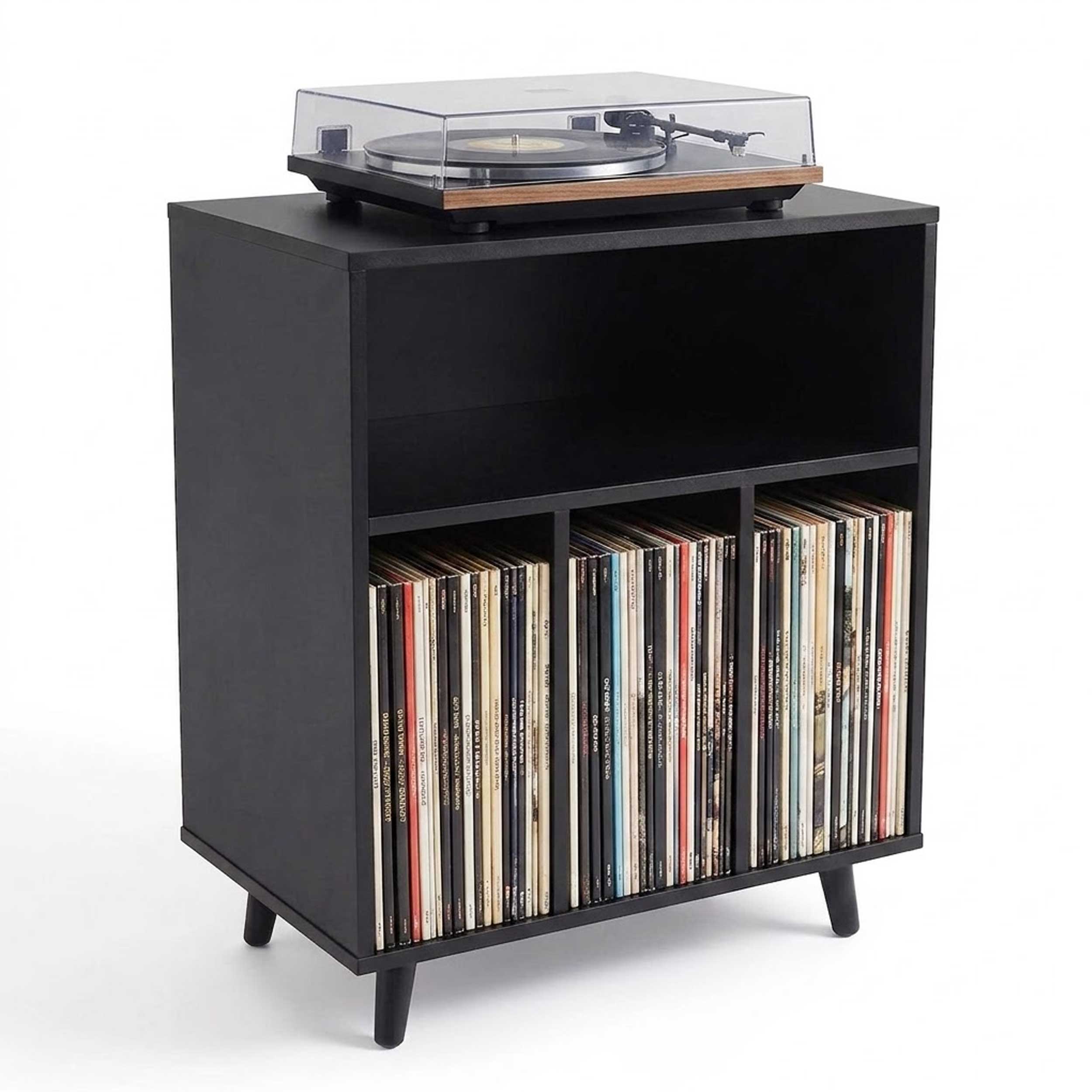 VDD Vinyl Opbergkast - Kast met 4 Vakken - 70 x 60 x 40 cm - Zwart