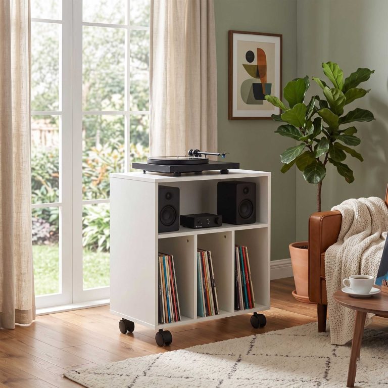 VDD Vinyl Opbergkast - 4 Vakken - Verrijdbaar - 70 x 60 x 40 cm - Wit - alternatieve afbeelding