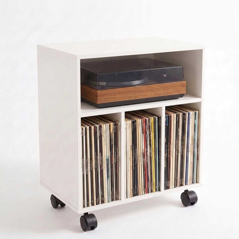 VDD Vinyl Opbergkast - 4 Vakken - Verrijdbaar - 70 x 60 x 40 cm - Wit