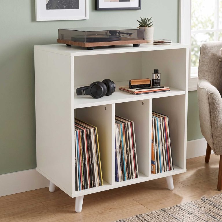 VDD Vinyl Opbergkast - 4 Vakken - 74,5 x 44,5 x 37 cm - Zwart