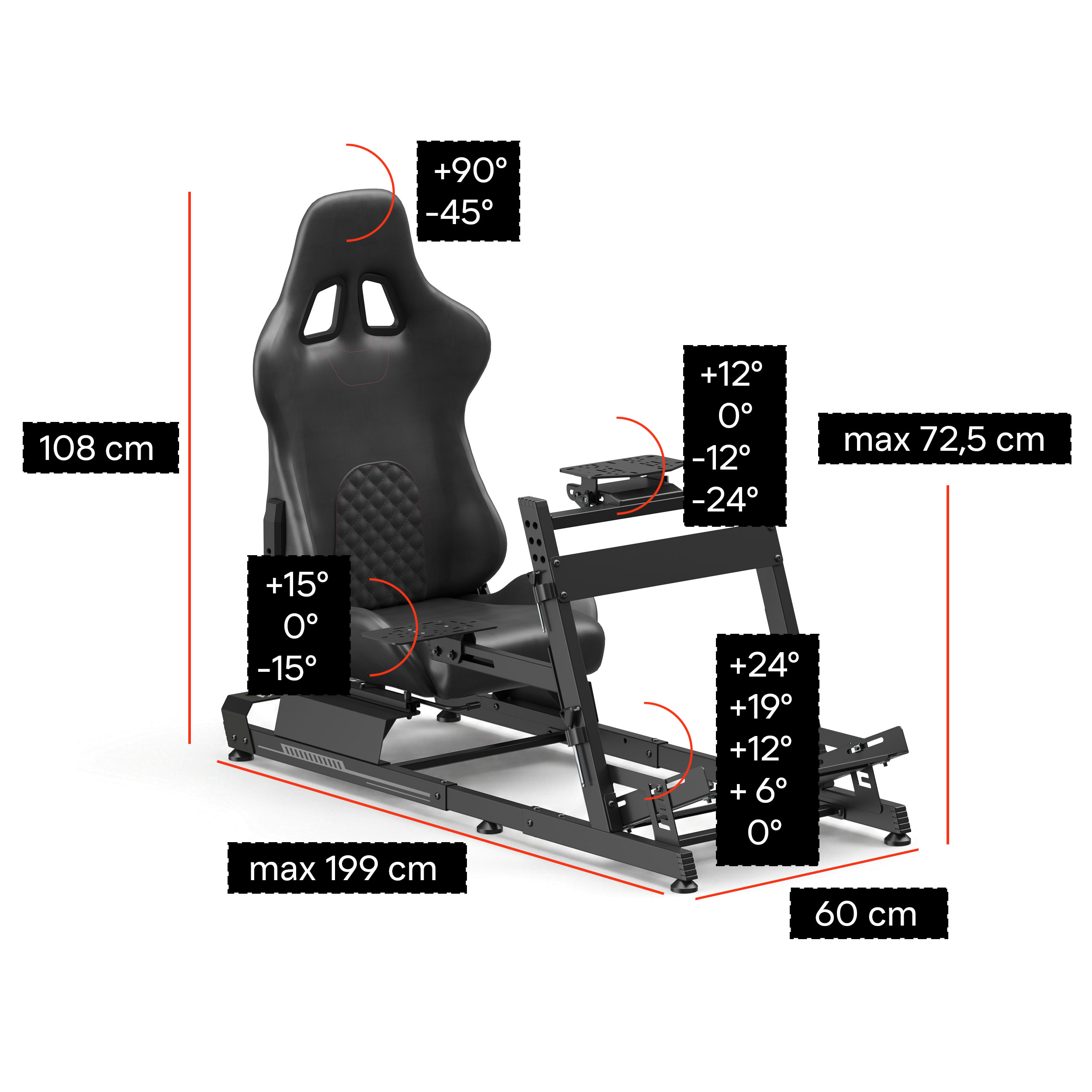 VDD Gaming On Sim Racing Cockpit met shifter houder – Black on Black - Meubel-Plein VDD Gaming On Sim Racing Cockpit met shifter houder – Black on Black - Meubel-Plein