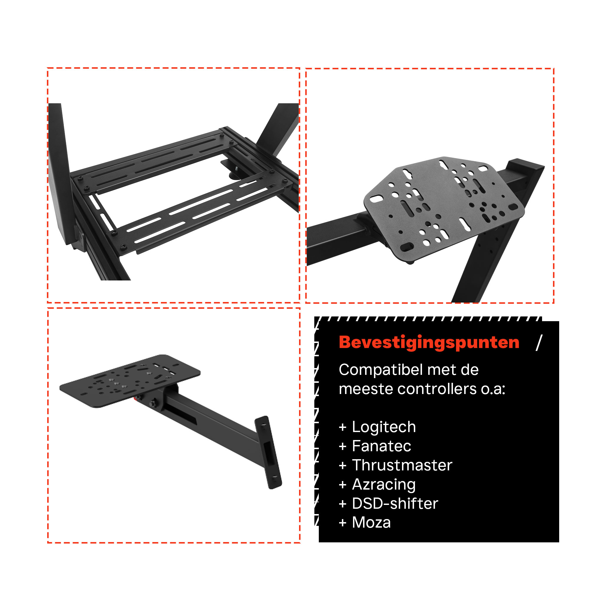 VDD Gaming On Sim Racing Cockpit met shifter houder – Black on Black - Meubel-Plein VDD Gaming On Sim Racing Cockpit met shifter houder – Black on Black - Meubel-Plein
