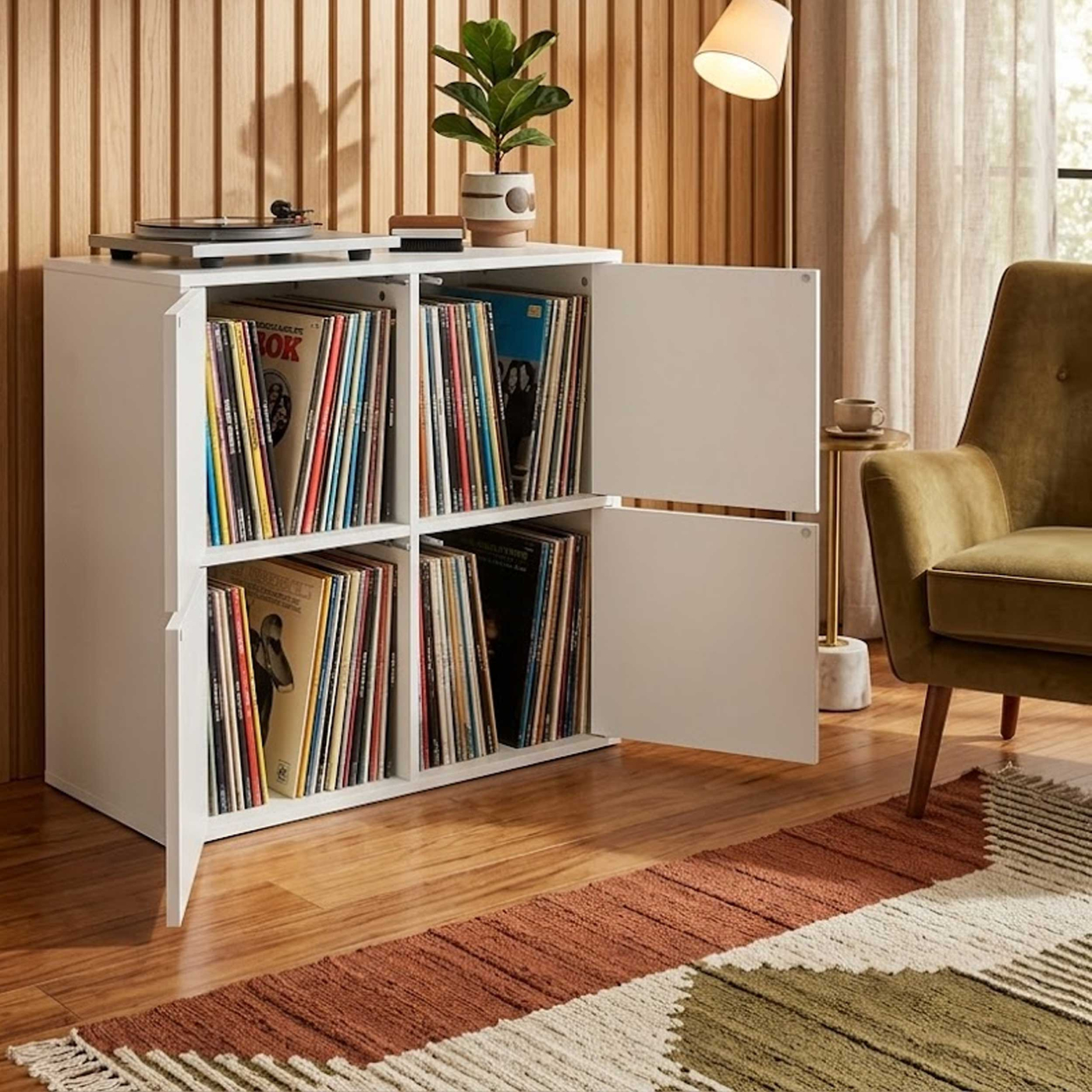 VDD - Vinyl kast - Opbergkast - LP Opslag - Vinyl opslagmeubel - Wit - alternatieve afbeelding