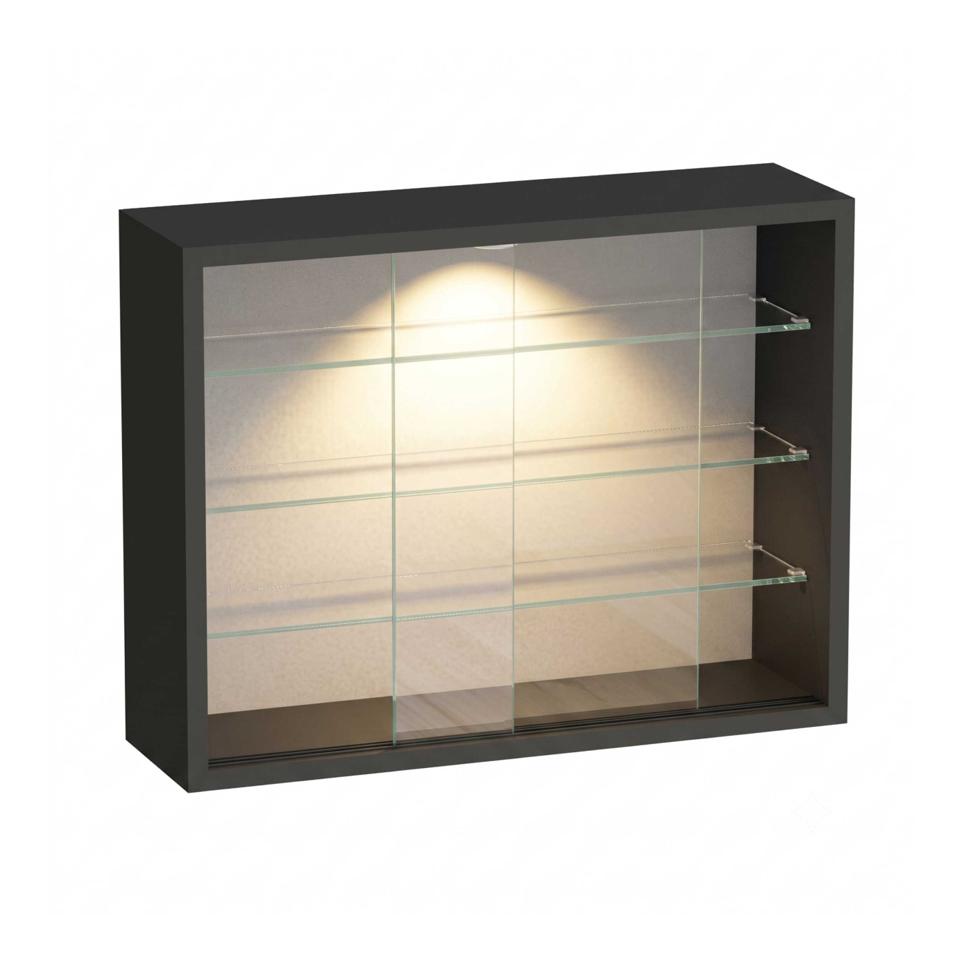 VDD – Vitrinekast – Vitrinekast met glas – Vitrinekast met led verlichting – Vitrinekastje - 50 x 12 x 40 cm - Zwart