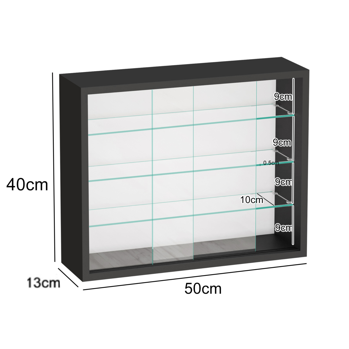 VDD – Vitrinekast – Vitrinekast met glas – Vitrinekast met led verlichting – Vitrinekastje - 50 x 12 x 40 cm - Zwart - Meubel-Plein VDD – Vitrinekast – Vitrinekast met glas – Vitrinekast met led verlichting – Vitrinekastje - 50 x 12 x 40 cm - Zwart - Meubel-Plein