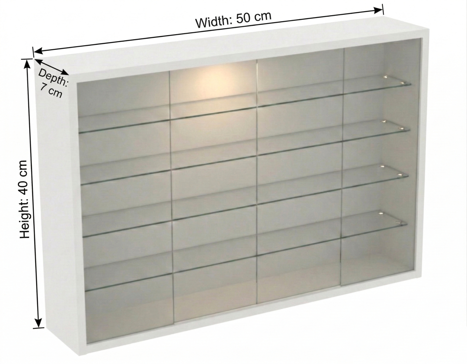 VDD – Vitrinekast – Vitrinekast met glas – Vitrinekast met led verlichting – Vitrinekastje - 50 x 7 x 40 cm - Wit - alternatieve afbeelding