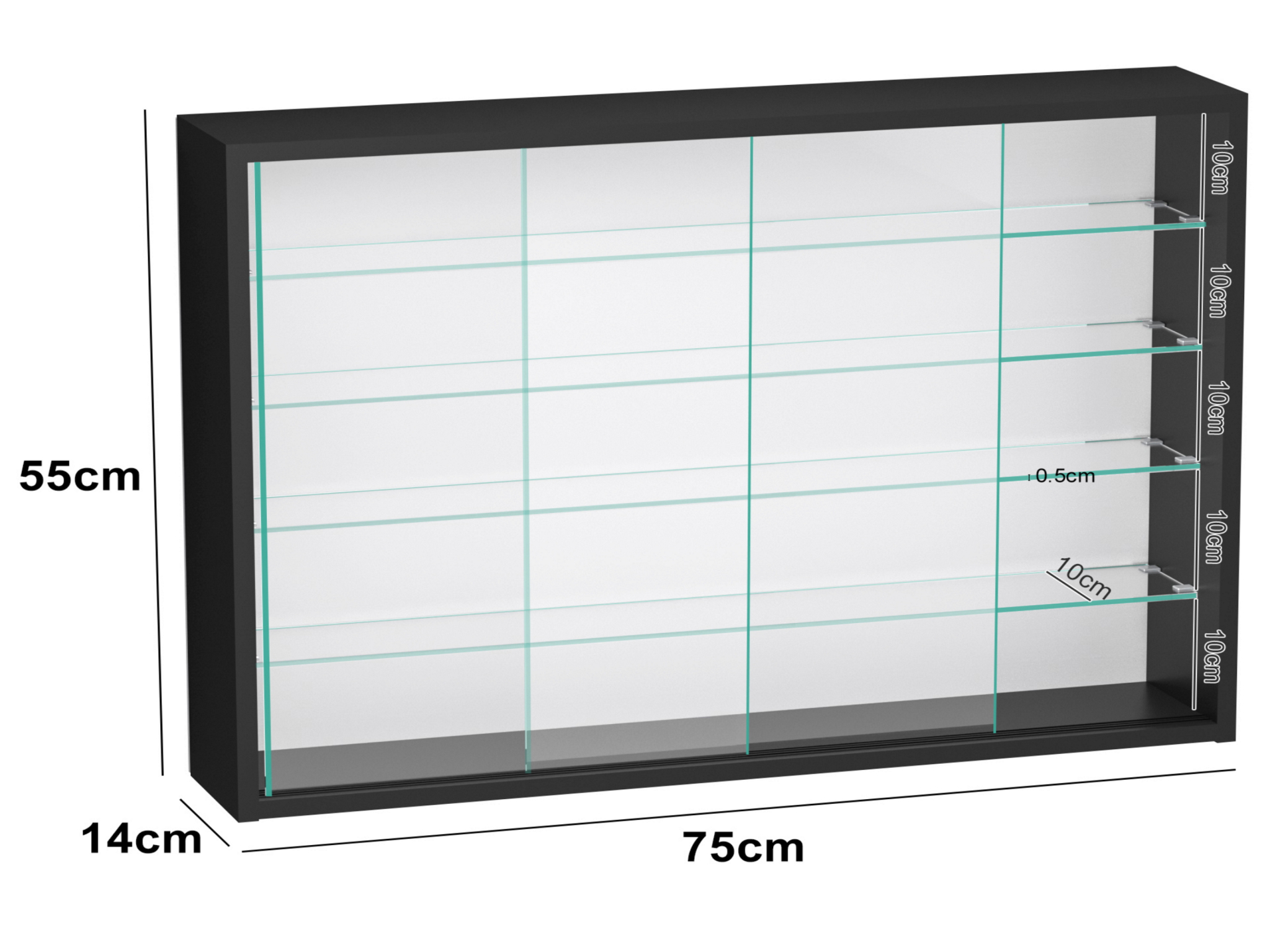 VDD – Vitrinekast – Vitrinekast met glas – Vitrinekast met led verlichting – Vitrinekastje - 75 x 14 x 55 cm - Zwart - Meubel-Plein VDD – Vitrinekast – Vitrinekast met glas – Vitrinekast met led verlichting – Vitrinekastje - 75 x 14 x 55 cm - Zwart - Meubel-Plein