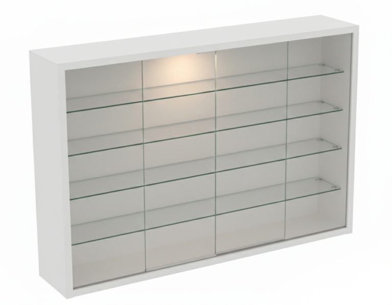 VDD – Vitrinekast – Vitrinekast met glas – Vitrinekast met led verlichting – Vitrinekastje - 75 x 14 x 55 cm - Wit
