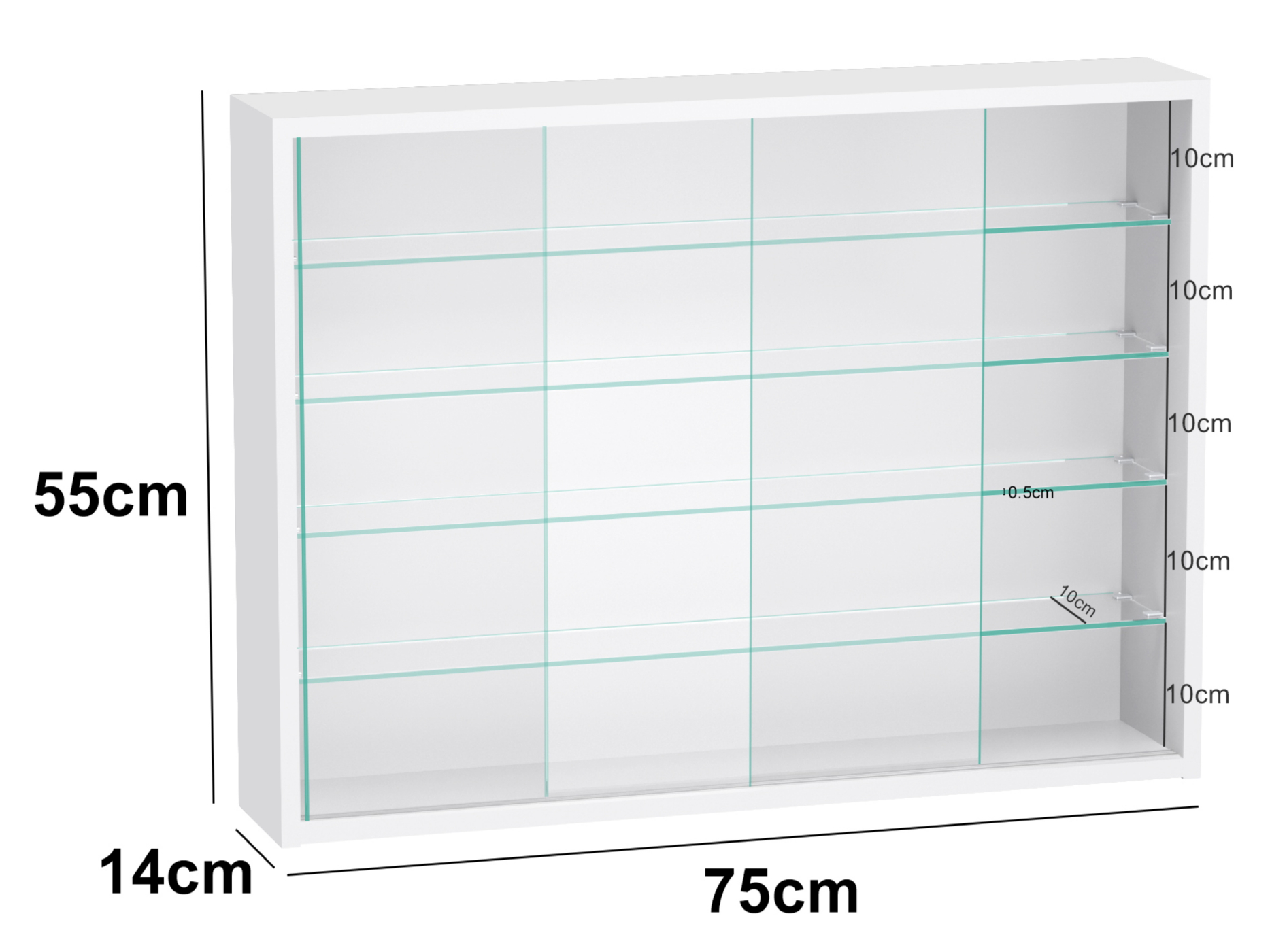 VDD – Vitrinekast – Vitrinekast met glas – Vitrinekast met led verlichting – Vitrinekastje - 75 x 14 x 55 cm - Wit - Meubel-Plein VDD – Vitrinekast – Vitrinekast met glas – Vitrinekast met led verlichting – Vitrinekastje - 75 x 14 x 55 cm - Wit - Meubel-Plein