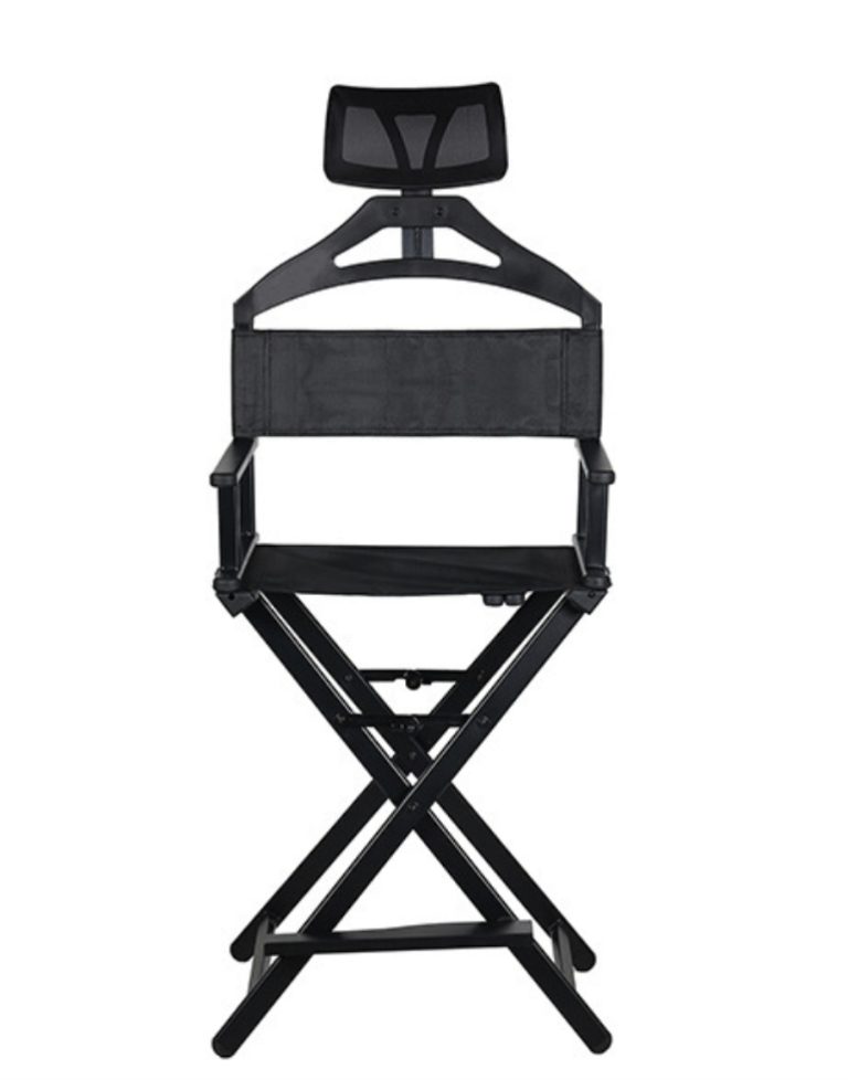 VDD – Stoel - Kruk – Klap Stoel - Make up Stoel – Visagie Stoel – Regisseursstoel – Kaptafel Stoel – Make up Kruk – Kaptafel Kruk - Makeup Stoel - Met hoofdsteun - Zwart