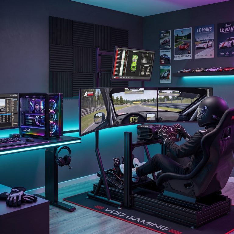 VDD Gaming Quadruple Monitor Standaard voor Racing Simulator - Zwart - alternatieve afbeelding