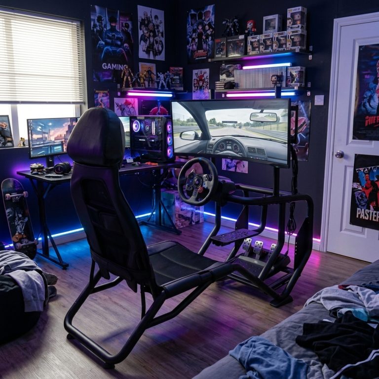 VDD Gaming - Sim racing cockpit - Sim racer met monitor - F1 Sim racing - Zwart - alternatieve afbeelding